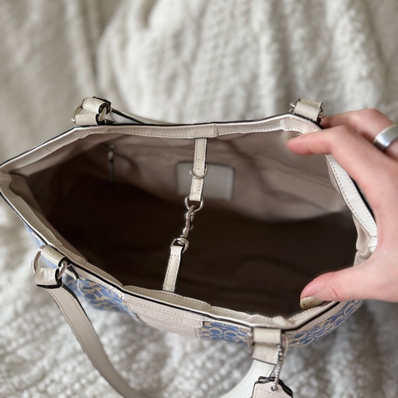 Rare Legacy Vintage Coach Signature Stripe Devon Jacquard Shoulder Bag Blue Cs - Picture 10 of 16